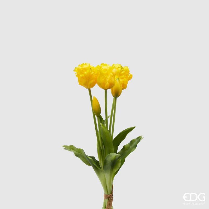 EDG Enzo de Gasperi Bouquet di Tulipani Parrot Giallo 40 cm