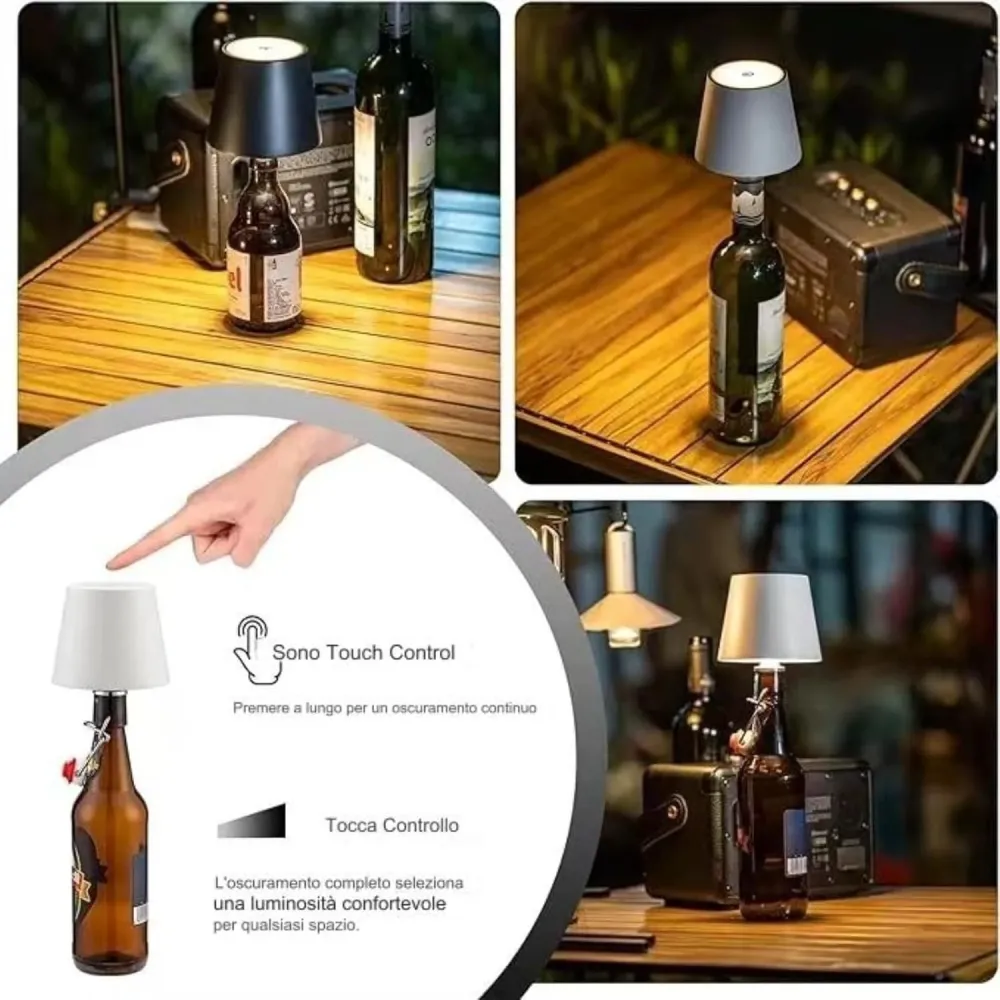 Lampada per Bottiglie di Vino LED 3 Colori Senza Fili dimmerabile toch risto