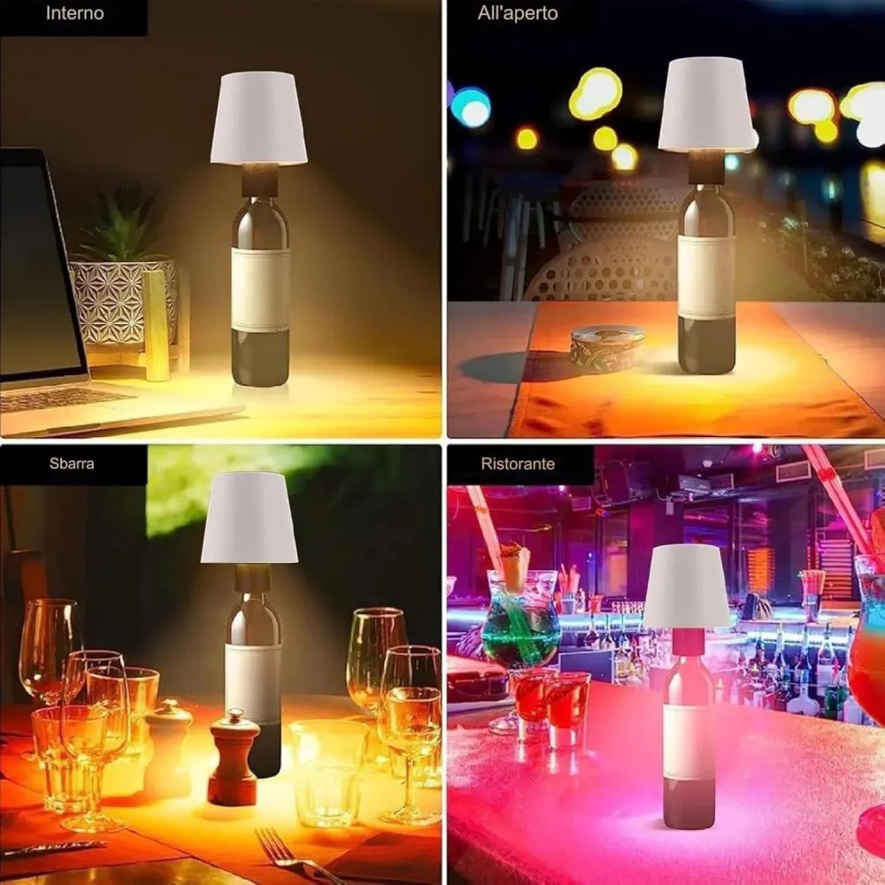 Lampada per Bottiglie di Vino LED 3 Colori Senza Fili dimmerabile toch risto