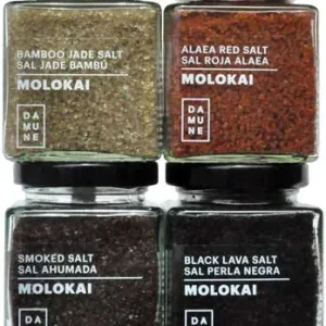 Sali Gourmet Molokai-Hawai: Nero Black, Rosso Alaea , Giada Bambú e Affumicato.