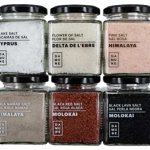 Sali Gourmet: Nero Black Lava Hawaii - Molokai, Rosso Alaea Hawaii - Molokai, Scaglie di Cipro, Fiore di Sale Delta dell'E...