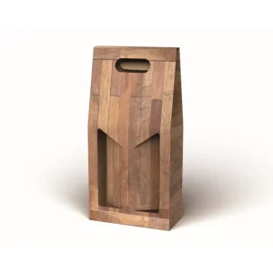 Scatola di cartone porta bottiglie di vino 18x9x38cm per confezioni regalo stampata effetto legno - confezione per 2 botti...
