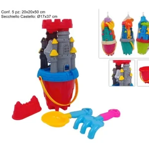 SECCHIELLO CASTELLO 17CM CON MULINO SET 5PZ ACCESSORI ASS JN
