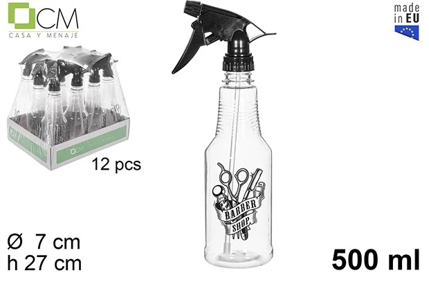 SPRUZZATORE DI PLASTICA NERO BARBER SHOP 500 ML