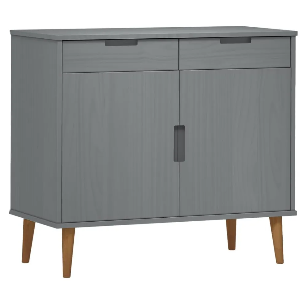 Credenza MOLDE Grigia 90x40x80 cm Legno Massello di Pino