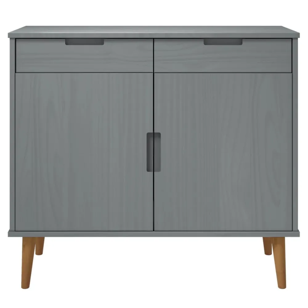 Credenza MOLDE Grigia 90x40x80 cm Legno Massello di Pino
