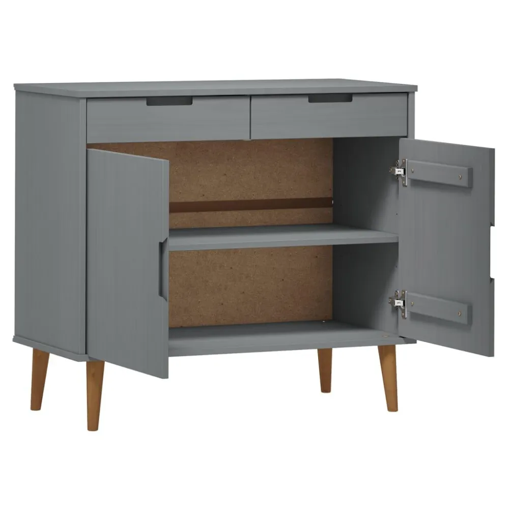 Credenza MOLDE Grigia 90x40x80 cm Legno Massello di Pino
