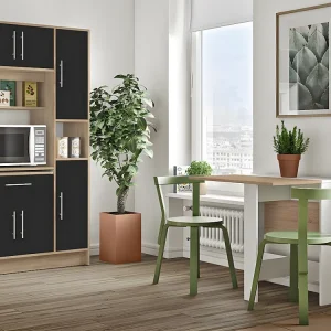 Credenza per cucina 5 ante e 1 cassetto - Nero e Rovere- MADY