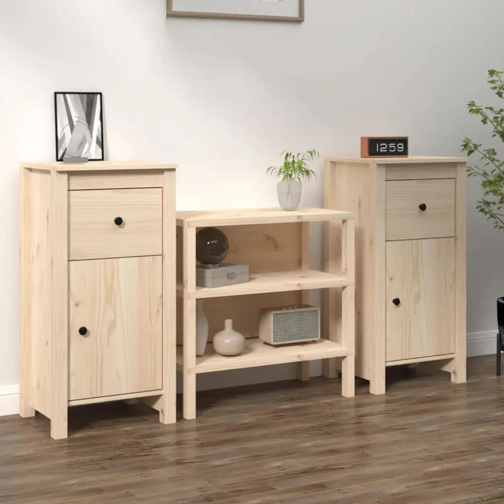 Credenze 2 pz 40x35x80 cm Legno Massello di Pino