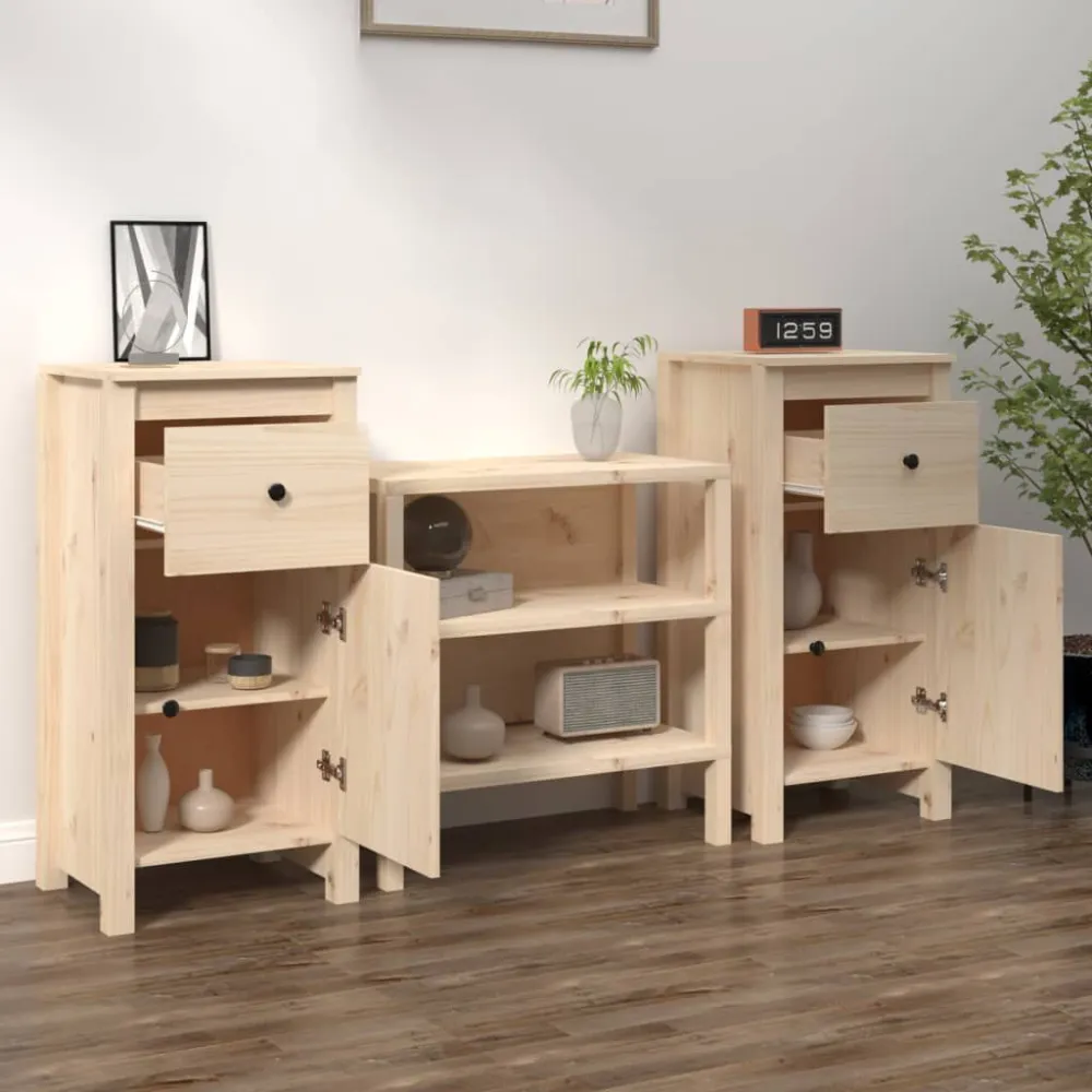 Credenze 2 pz 40x35x80 cm Legno Massello di Pino