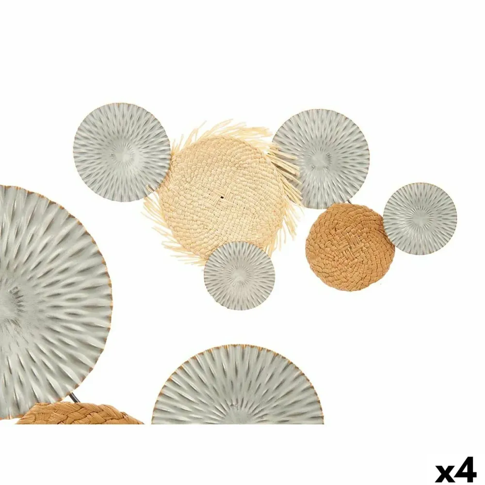 Decorazione da Parete GiftDecor 23SMB1537 Marrone Grigio Metallo 76,8 x 4,4 x 50,2 cm (4 Unità)