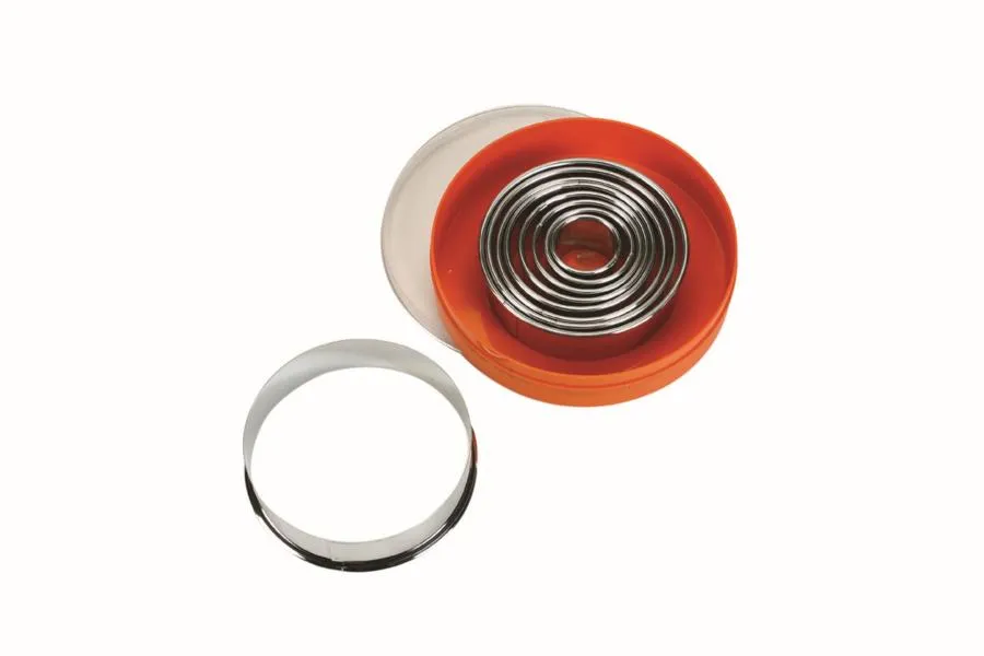 Set di stampini per biscotti rotondi Schneider lisci 9 pezzi acciaio inossidabile spessore materiale: 04 05 mm 199500