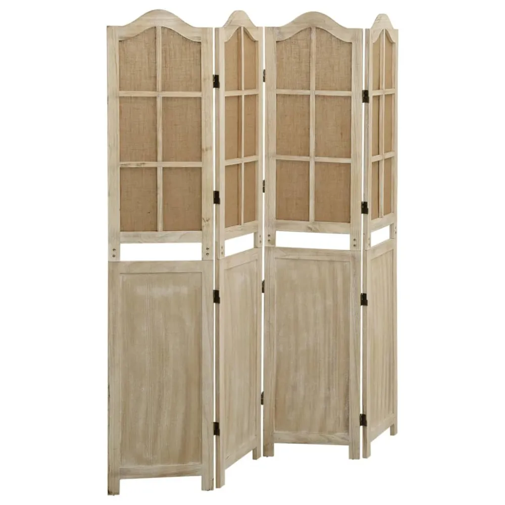 Divisorio 4 Pannelli Marrone 140x165 cm Tessuto
