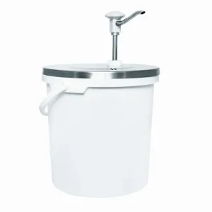 Dosatore pulsante / dispenser per salsa Schneider con contenitore PP 10L bianco 152395