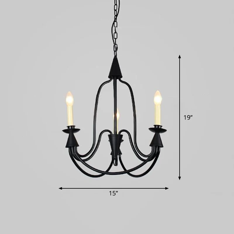 Lampadario soffitto per sala da pranzo con braccio curvo Lampadario intramontabile metallo 3/6 luci nero per sala da pranzo