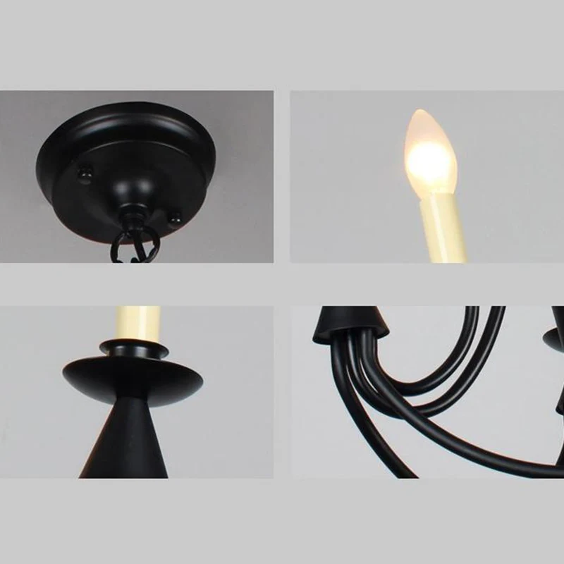 Lampadario soffitto per sala da pranzo con braccio curvo Lampadario intramontabile metallo 3/6 luci nero per sala da pranzo