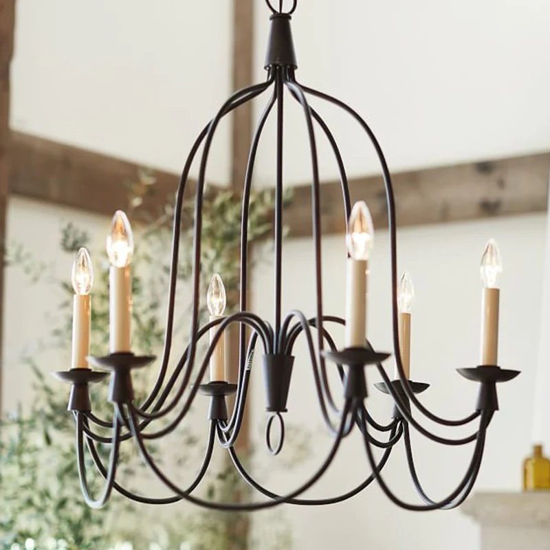 Lampadario soffitto per sala da pranzo con braccio curvo Lampadario intramontabile metallo 3/6 luci nero per sala da pranzo