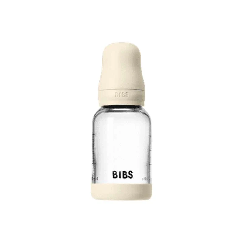 BIBS Bottle - Sutteflaskesæt - Glas - Latex/Slow Flow/Rund - 120 ml. - Ivory