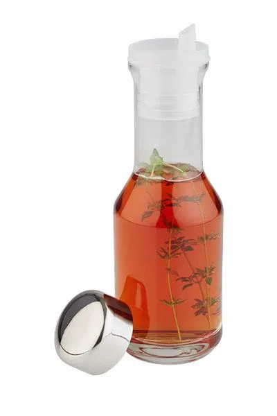 Bicchiere di ricambio APS per aceto/olio Ø 6 cm altezza: 185 cm 200 ml vetro coperchio acciaio inox lucido beccuccio polie...