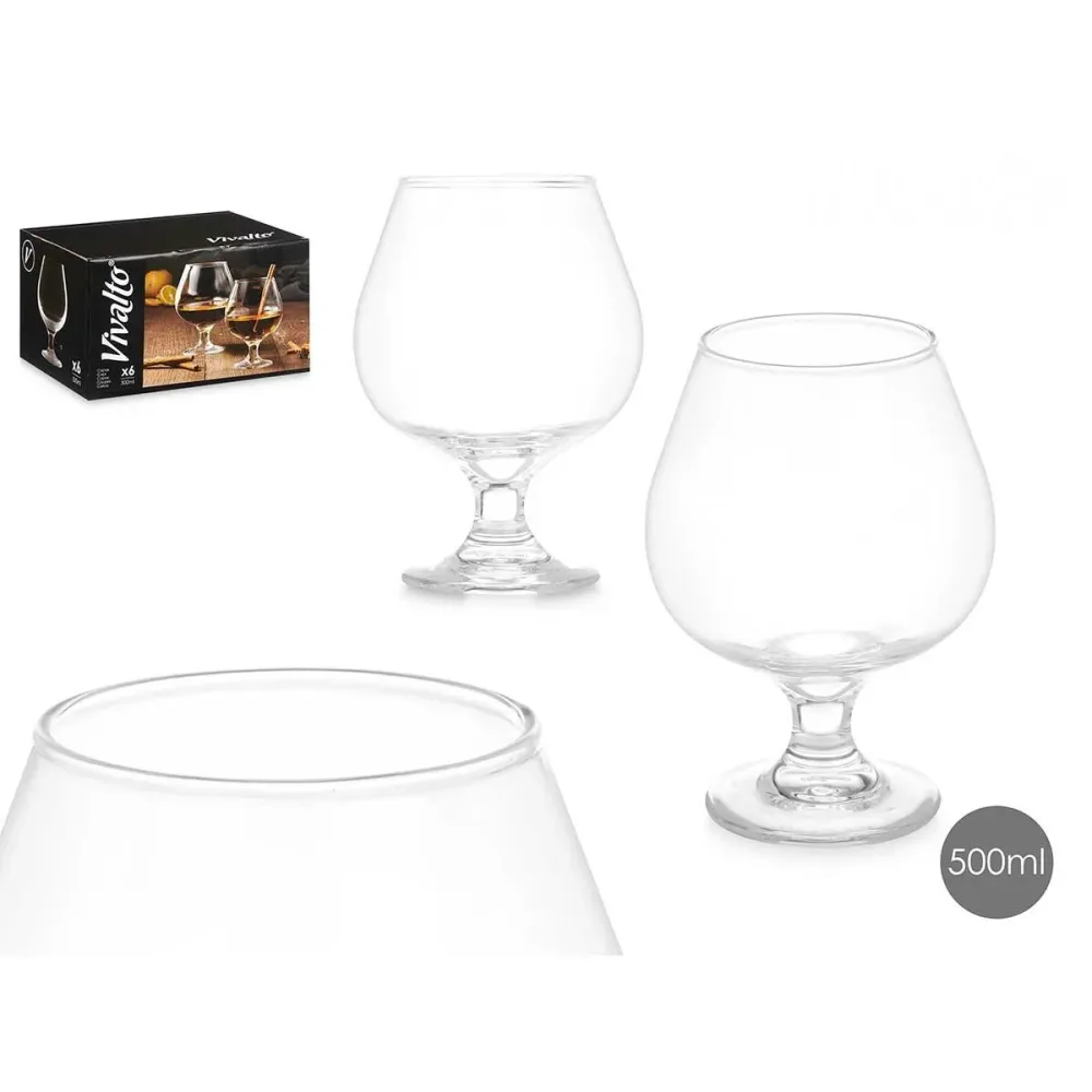 Calice Vivalto Trasparente Vetro 500 ml 10 x 15 x 10 cm (6 Unità)