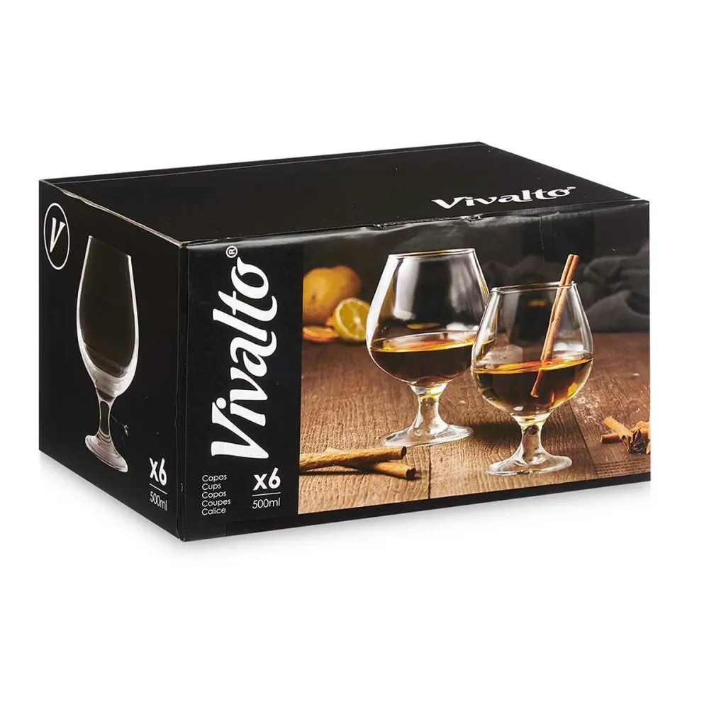 Calice Vivalto Trasparente Vetro 500 ml 10 x 15 x 10 cm (6 Unità)