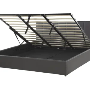 Faux Leather EU Super King Size Ottoman Bed Grey DREUX