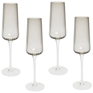 Flûte da Champagne QUARTZ Set di 4 Grigio