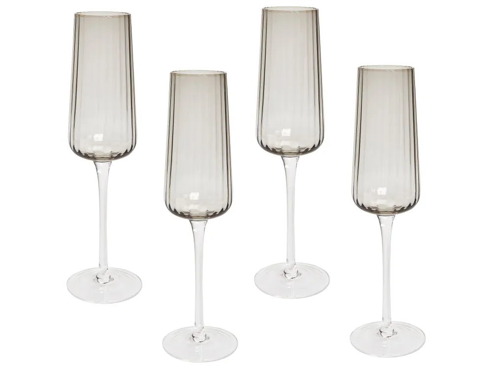 Flûte da Champagne QUARTZ Set di 4 Grigio