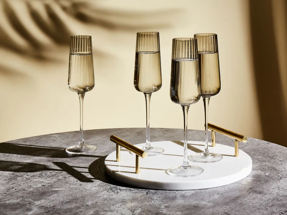 Flûte da Champagne QUARTZ Set di 4 Grigio