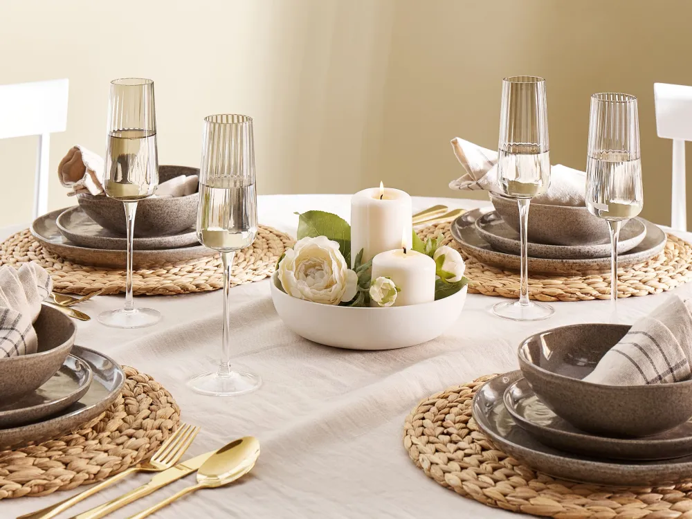 Flûte da Champagne QUARTZ Set di 4 Grigio