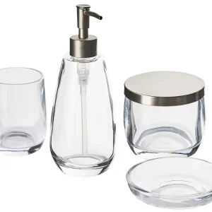 Glass 4-Piece Bathroom Accessories Set Transparent SONORA