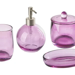 Glass 4-Piece Bathroom Accessories Set Violet ROANA