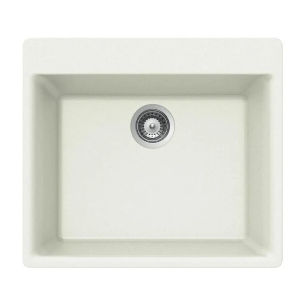 Hamat - SIO-2420ST-WH - Granite Topmount Mono Bowl Kitchen Sink, White