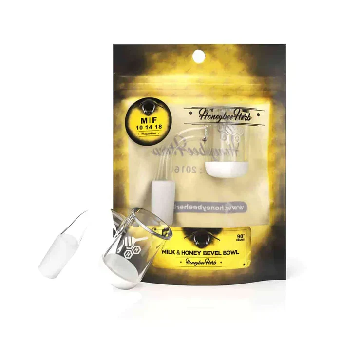 Honeybee Herb - 14mm 90 Degree Honey & Milk Bevel Quartz Banger - Male