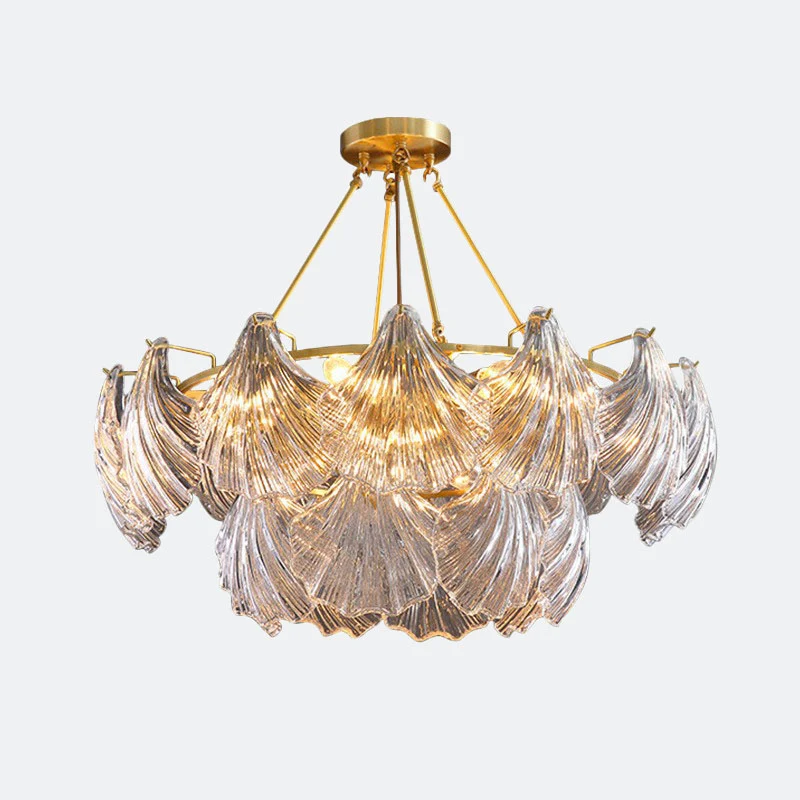 Lampadario conchiglia ottone Lampadario sospensione cristallo costine per sala da pranzo | Spedizione Veloce