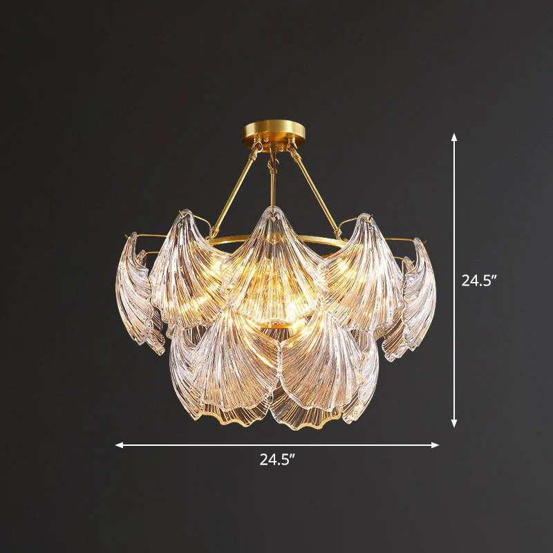 Lampadario conchiglia ottone Lampadario sospensione cristallo costine per sala da pranzo | Spedizione Veloce