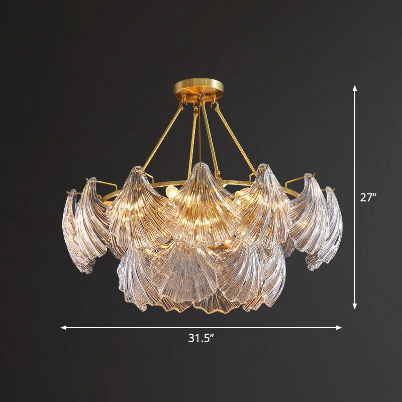 Lampadario conchiglia ottone Lampadario sospensione cristallo costine per sala da pranzo | Spedizione Veloce