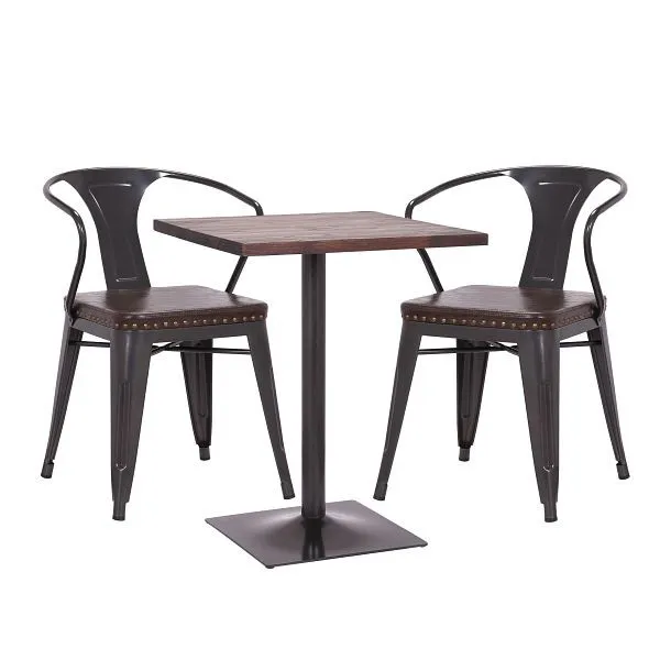 Mendler set tavolo da bistrot 2x sedia da pranzo HWC-H10d sedia tavolo sedia da cucina gastronomia FSC marrone-nero tavolo...