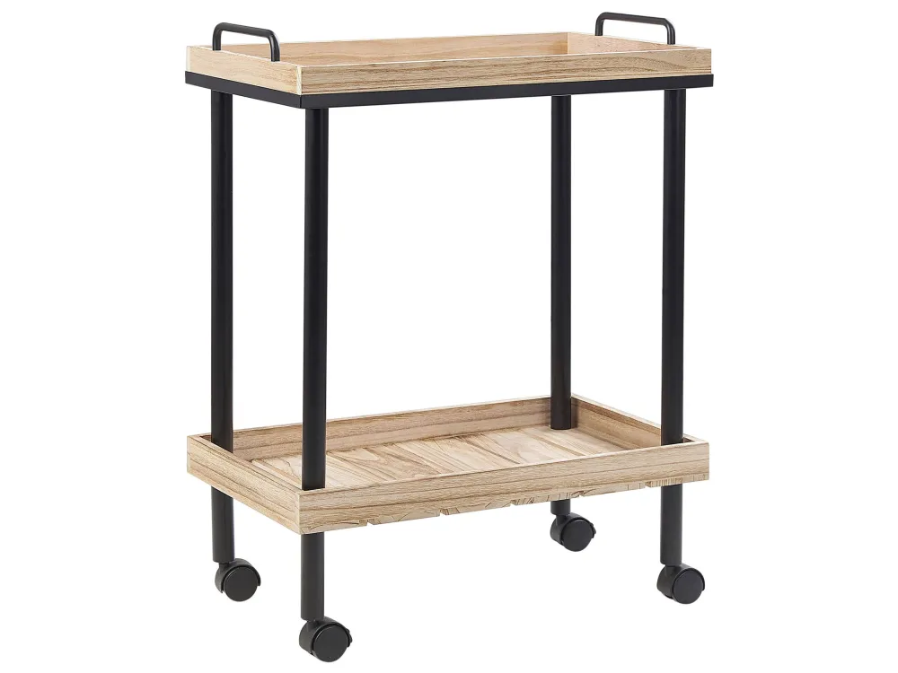 Metal Kitchen Trolley Light Wood Nero puro TAGGIO