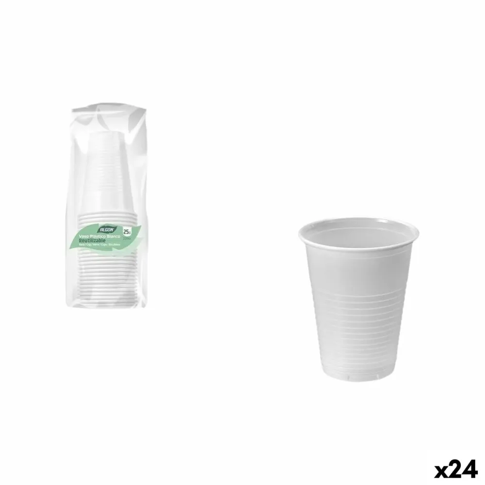 Set di Bicchieri Algon Bianco 220 ml 25 Pezzi (24 Unità)