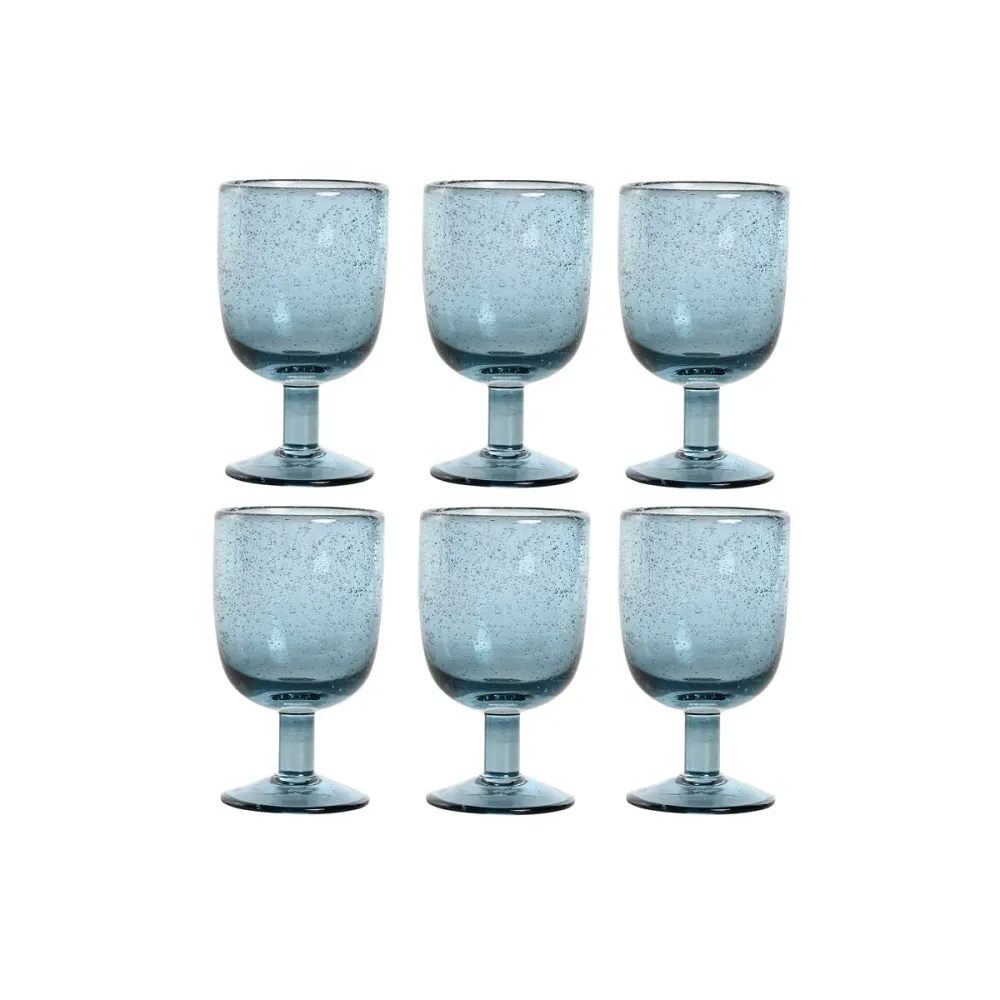 Set di Bicchieri Home ESPRIT Azzurro Cristallo 300 ml 8 x 8 x 14 cm (6 Unità)