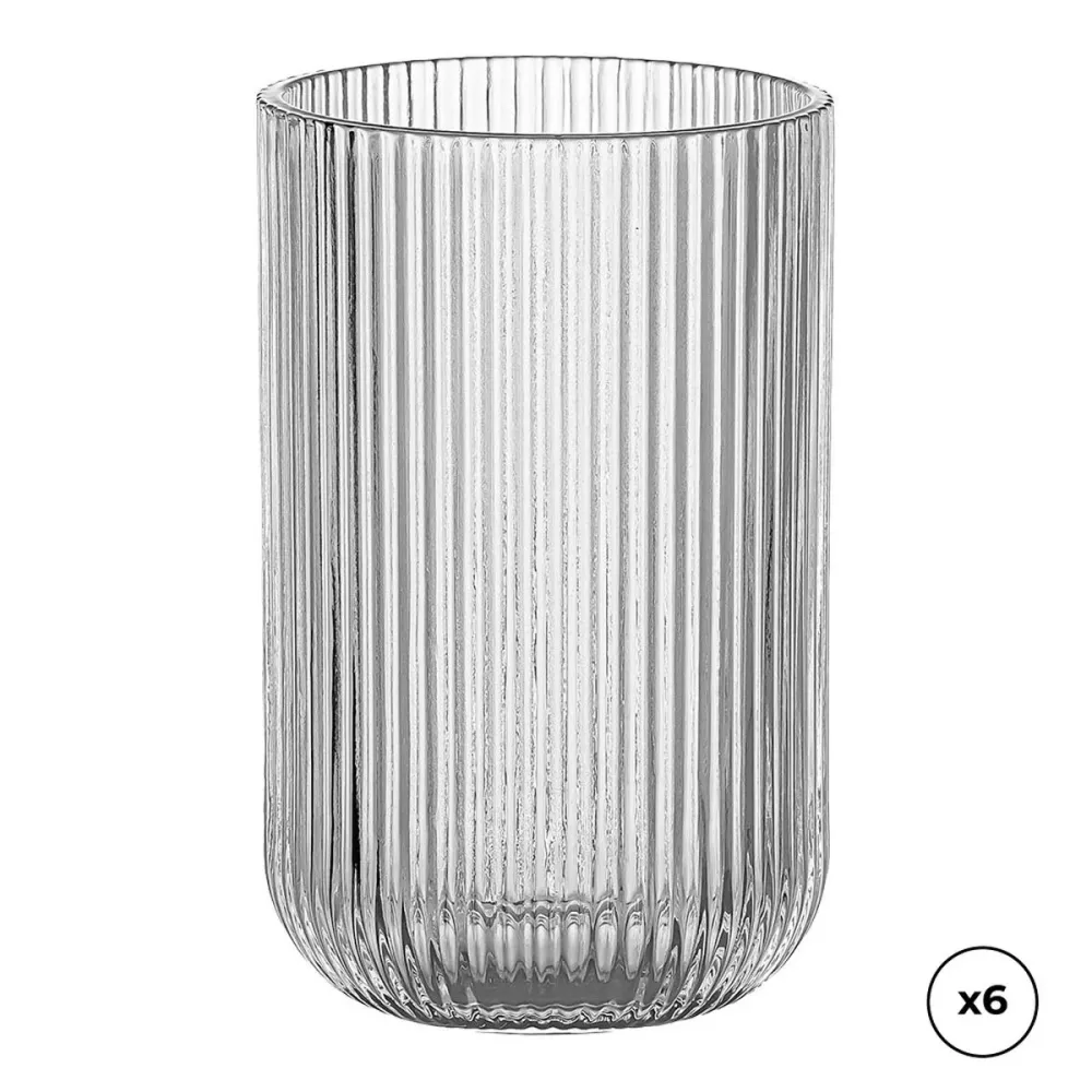 Set di Bicchieri Ovenza Cristallo Con rilievo strisce 430 ml 6 Unità