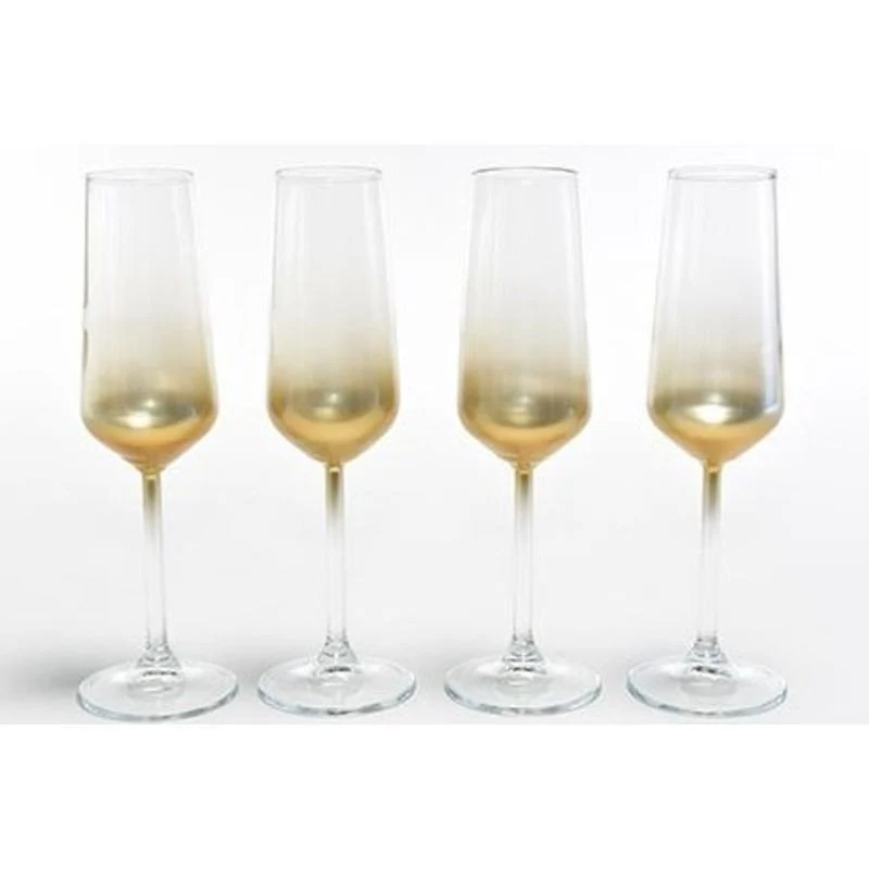 Set 4 Calici Vetro Flute Aurum Oro