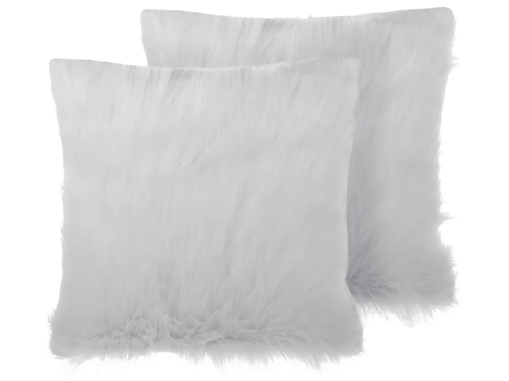Set 2 Faux Fur Cushions 45 x 45 cm Panna DAISY