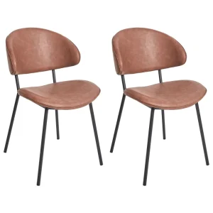 Set 2 Faux pelle Dining Chairs Brown KIANA