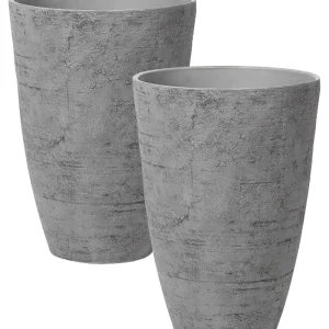 Set 2 Plant Pots 43 x 43 x 60 cm Grey CAMIA