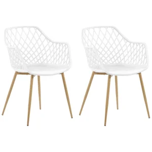 Set di 2 sedie da pranzo bianco e legno limpido NASHUA