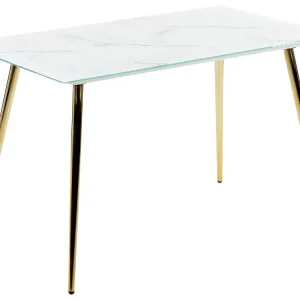Tavolo da pranzo vetro temperato bianco e oro 120 x 70 cm MULGA