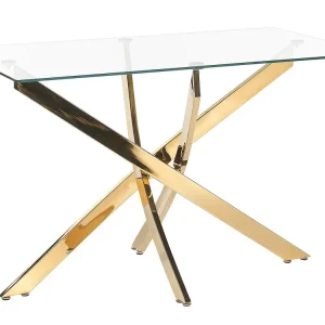 Tavolo da pranzo vetro temperato oro 120 x 70 cm MARAMO