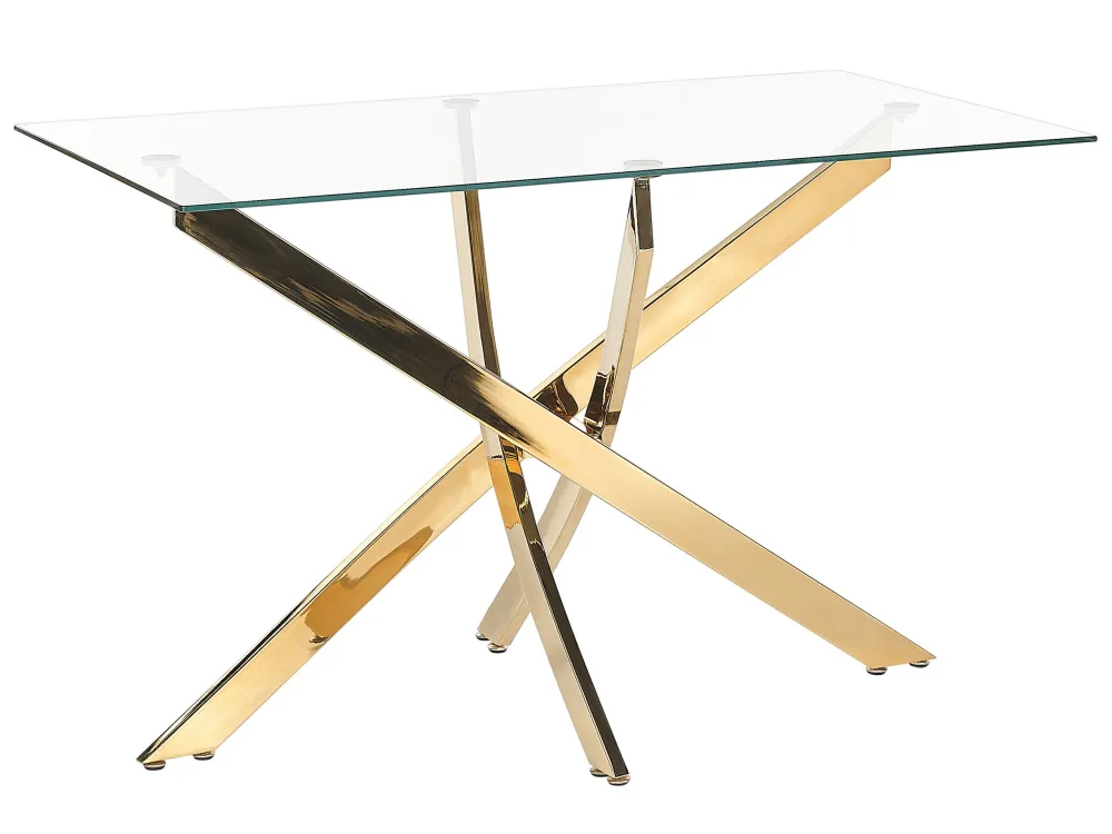 Tavolo da pranzo vetro temperato oro 120 x 70 cm MARAMO